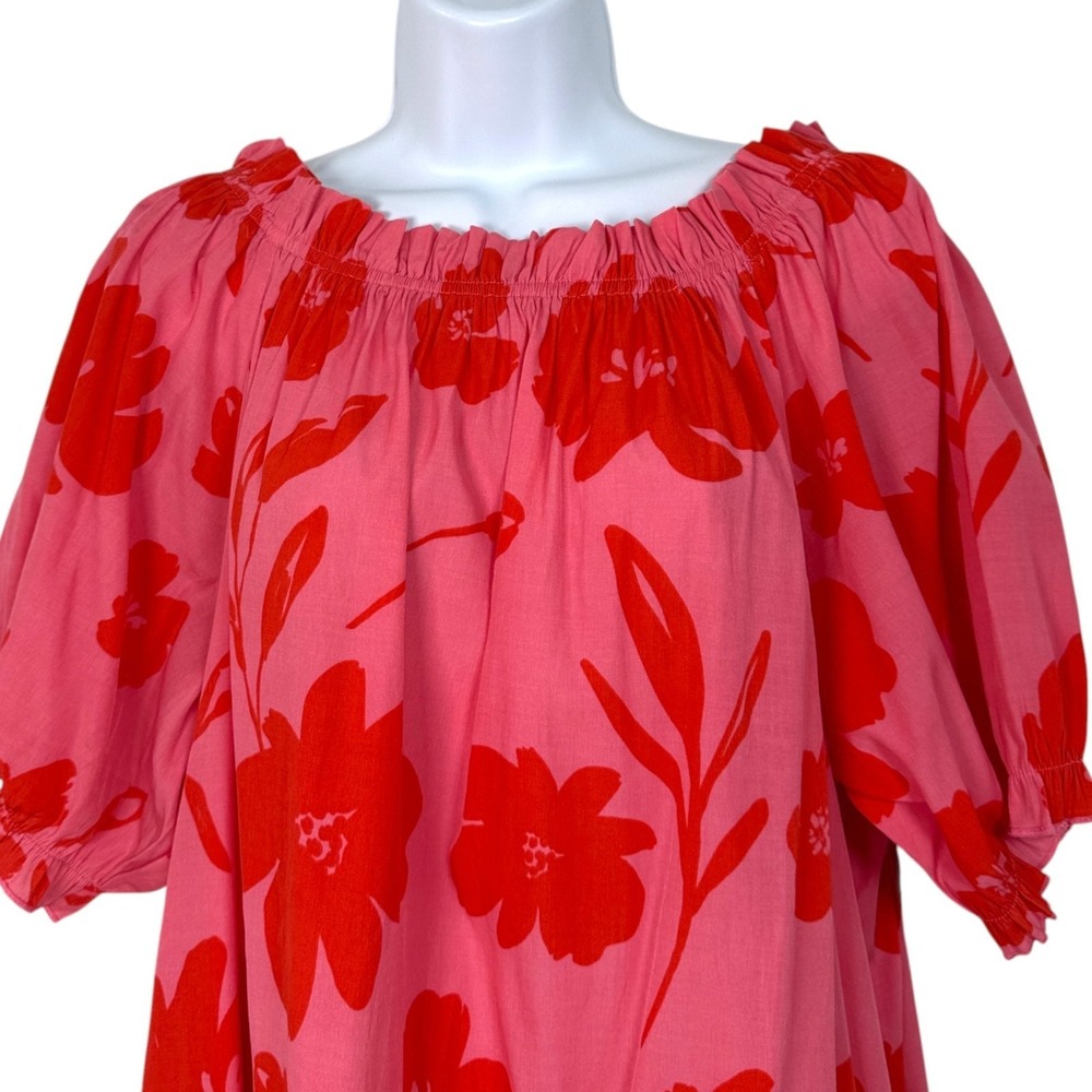 Mersea Ibiza Floral Dress Sz XL Pink Red Coastal Cottage Boho Romantic Resort - Picture 3 of 8